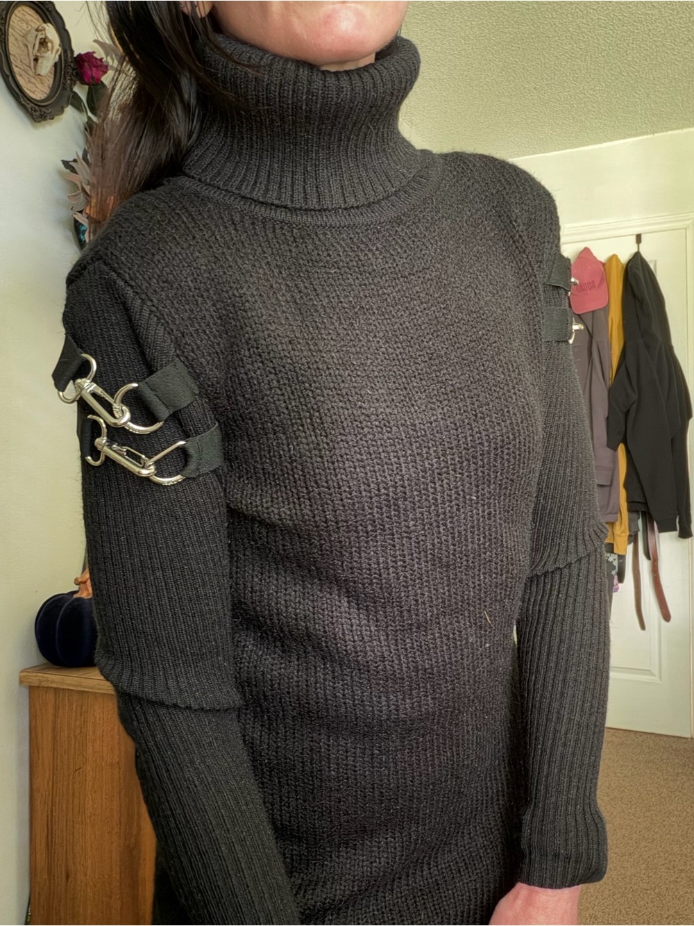 Killstar Black Chain-Detail Turtleneck Sweater